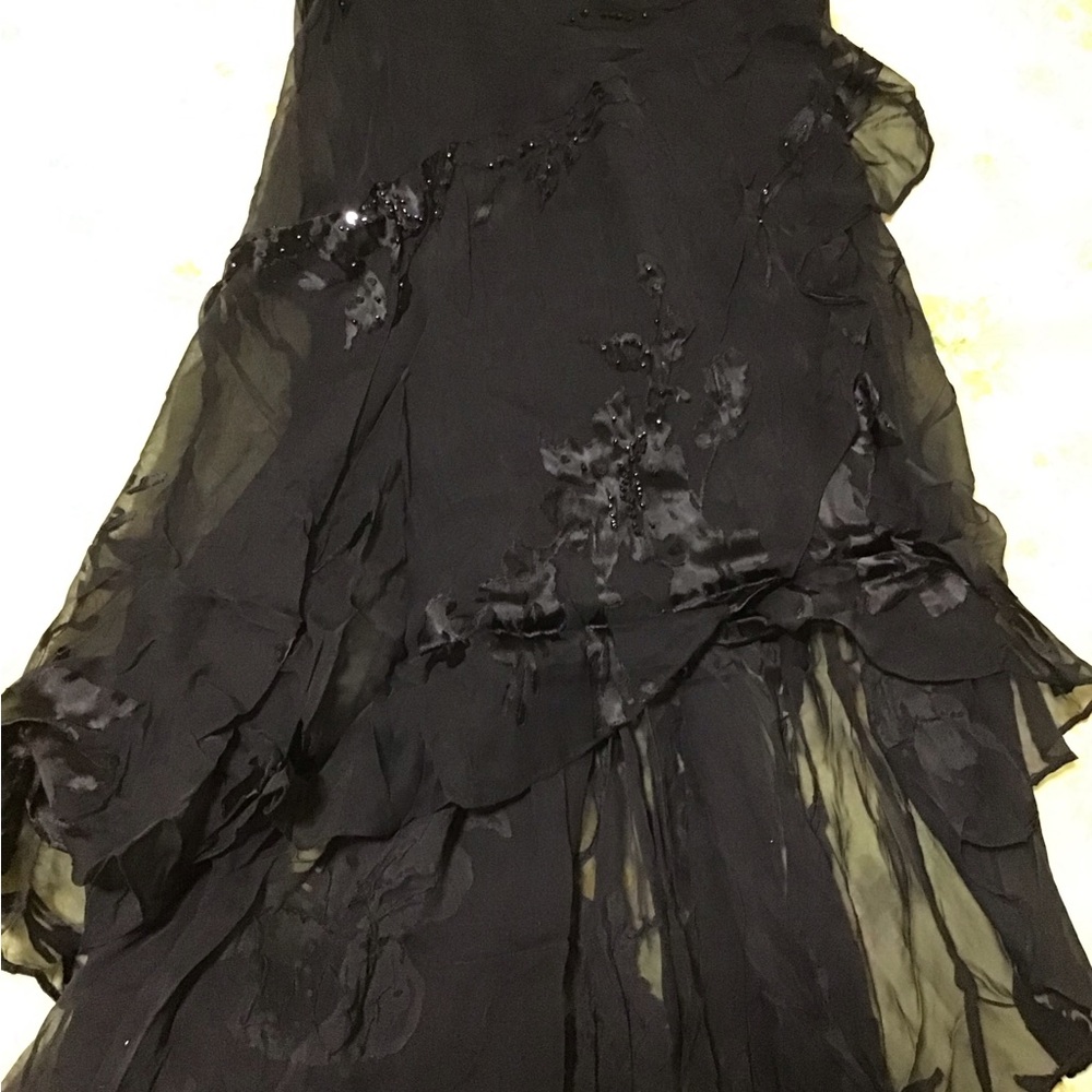 Alex Evenings Black Beaded Cowl-Neck Midi Dress - Picture 8 of 9
